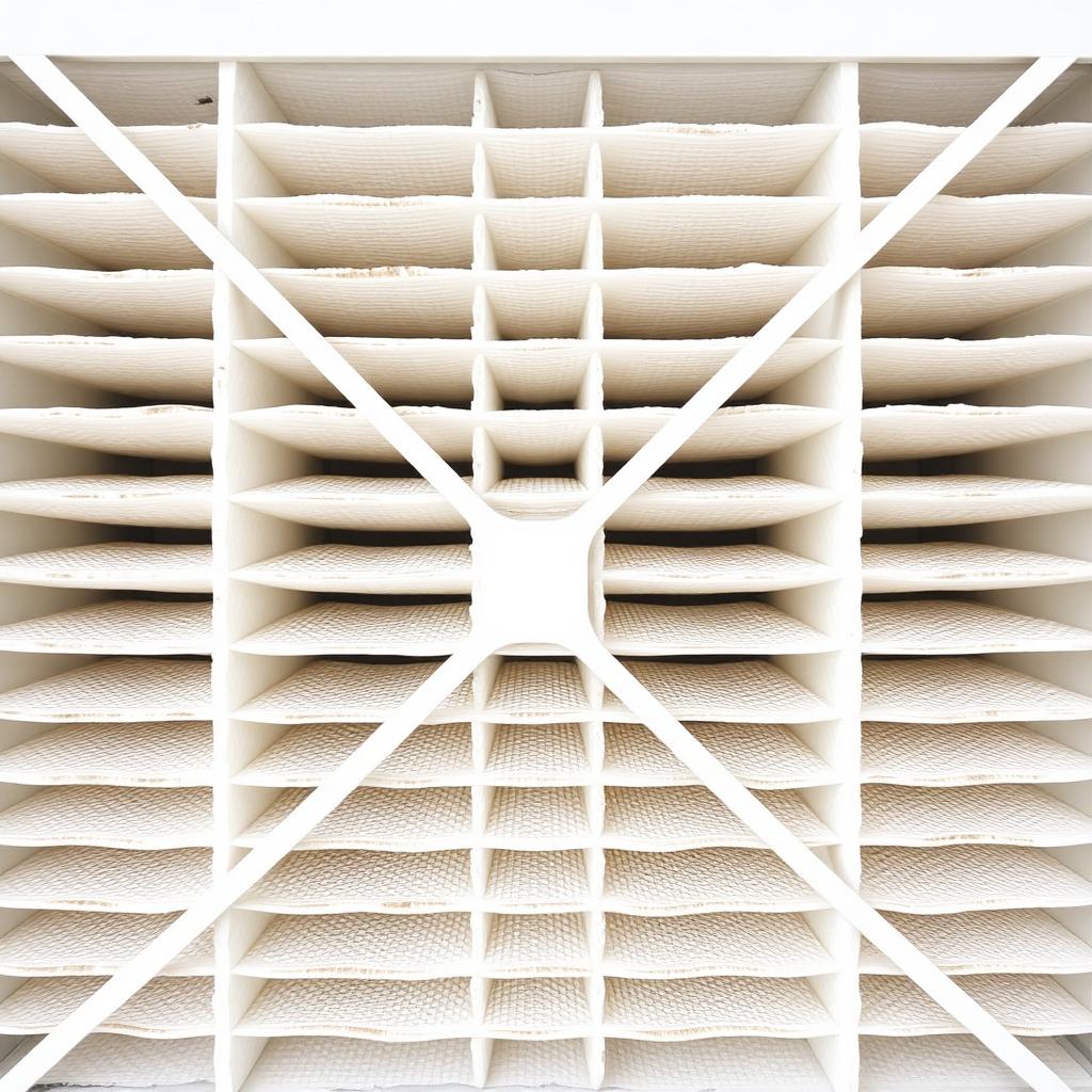 Freshly cleaned white mini split air filter with clear pleats and no dust buildup